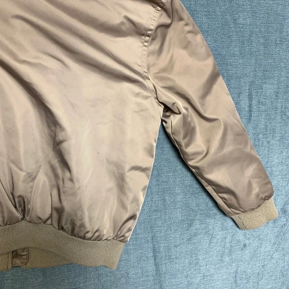 Abercrombie Kids Bomber Jacket Boys 5-6 Brown Fleece Lined Ribbed Hem Full Zip